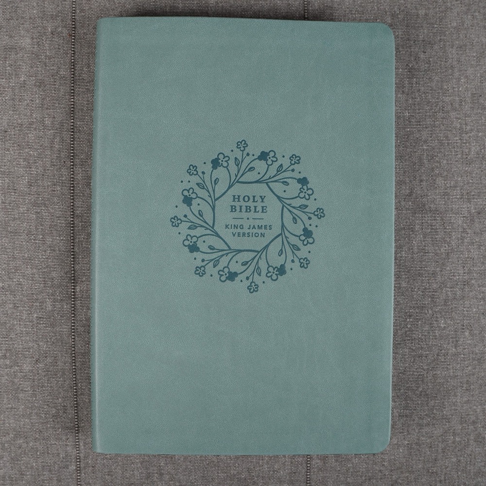 Soft Touch Bible KJV Large Print Premium Value Thinline Floral Embossed Teal